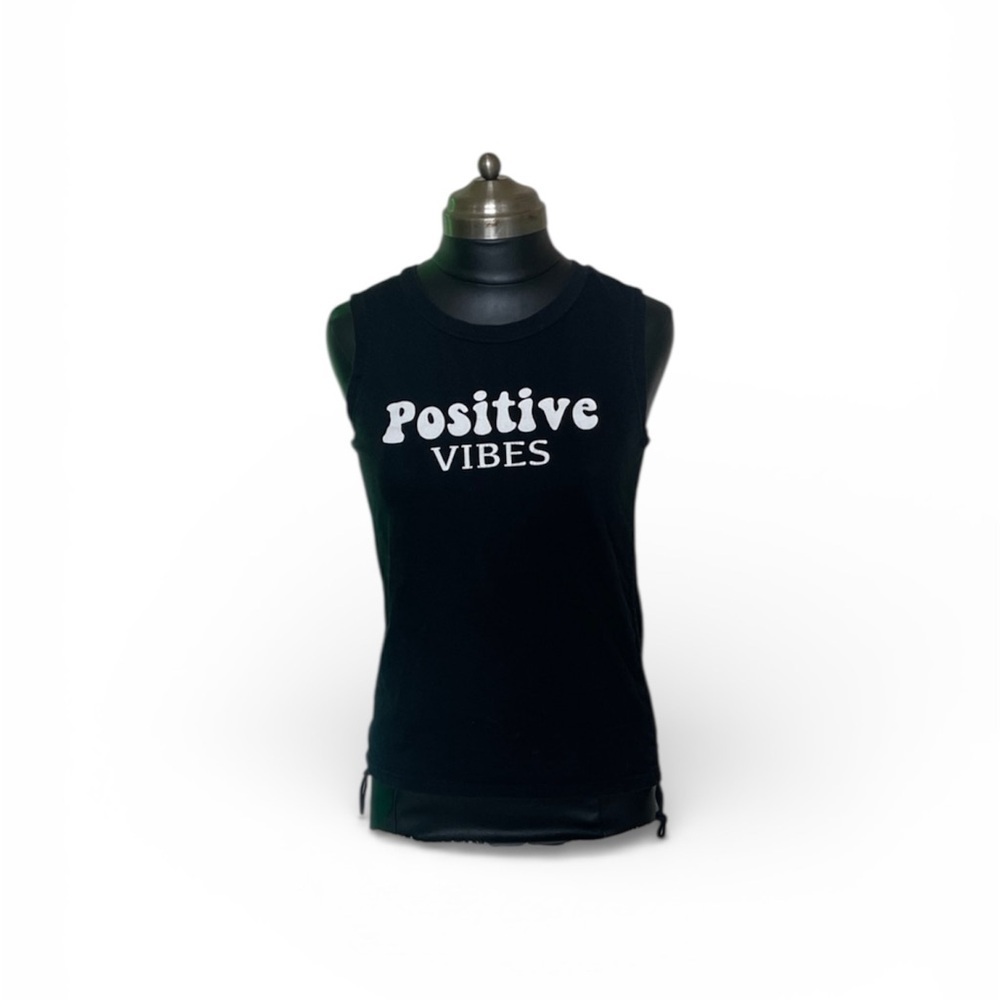 On Fire Black Muscle Tee with Positive Vibes Print